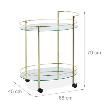 Relaxdays Ovaler Servierwagen in Gold