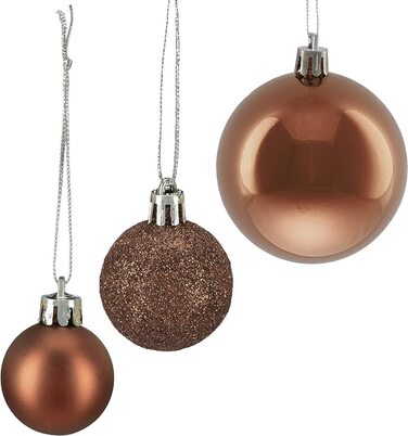 Relaxdays Weihnachtskugeln, 100er Set, Weihnachtsdeko, matt, glänzend, glitzernd, Christbaumkugel ∅ 3, 4 & 6 cm, (Braun)