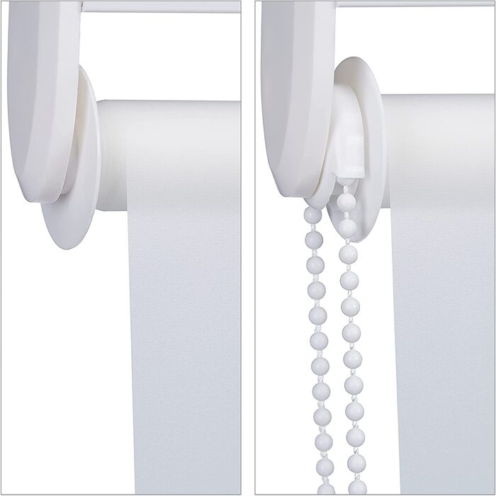 Relaxdays Duschrollo,  Seilzugrollo für Dusche & Badewanne, Decke & Fenster, Badrollo wasserabweisend, weiß, PVC, Aluminium, Kunststoff (60x240 cm)