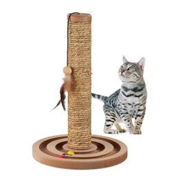 Relaxdays Kratzsäule mit Spielzeug
