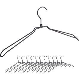 Relaxdays Kleiderbügel, 12er Set, für Hemden, Jacken & Blusen, Metall, 45 cm, schwarz