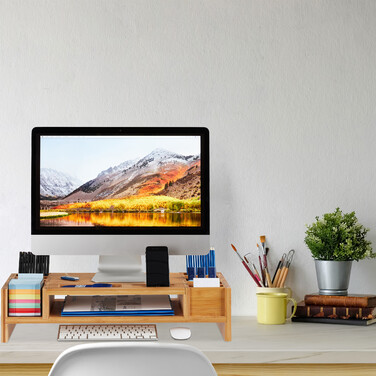 Relaxdays Monitorständer mit Staufächern