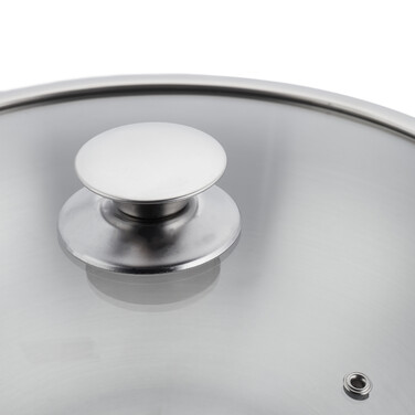 Relaxdays Edelstahl Wok mit Glasdeckel