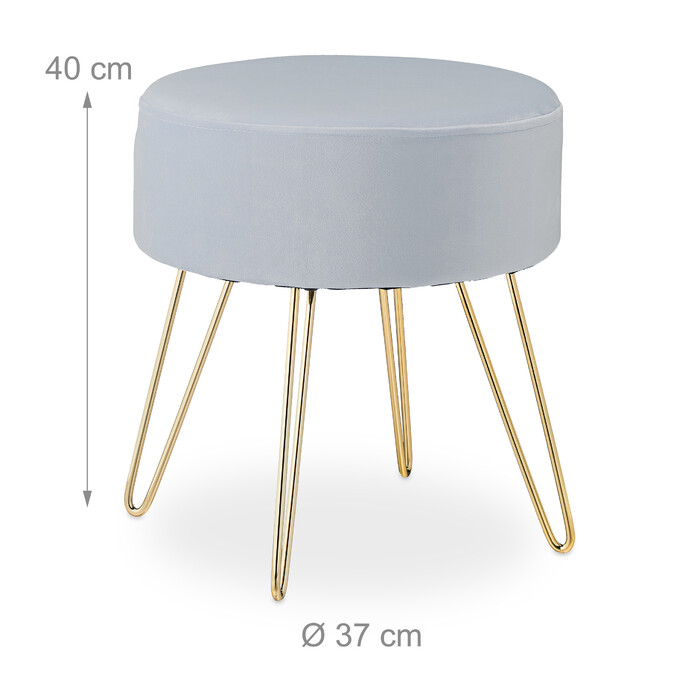 Relaxdays Samt Hocker mit Haarnadelbeinen