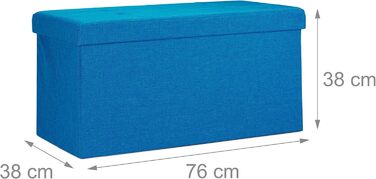 Relaxdays Faltbare Sitzbank XL mit Stauraum, Sitzwürfel, 38x76x38 cm, Blau