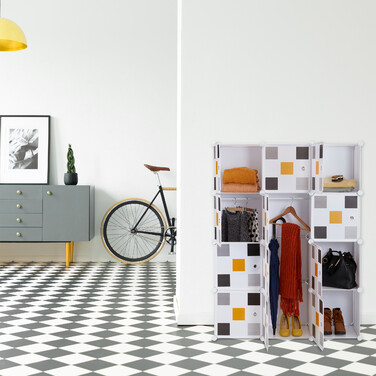 Relaxdays Steckregal Kleiderschrank 8 Fächer weiß