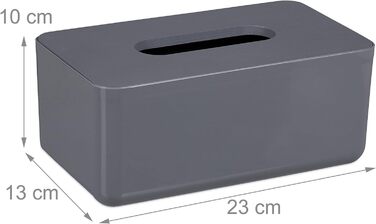 Relaxdays Tücherbox Bambus Deckel, Bad, Taschentuchbox, modernes Design, 10x23x13 cm, Kunststoff, grau