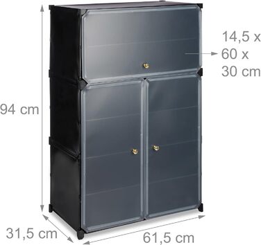 Relaxdays Schuhschrank, XL Steckregal, 24 Paar, 6 Fächer, HBT 94x61,5x31,5 cm (Schwarz)