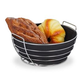 Relaxdays Runder Brotkorb Metall mit Stoffeinsatz