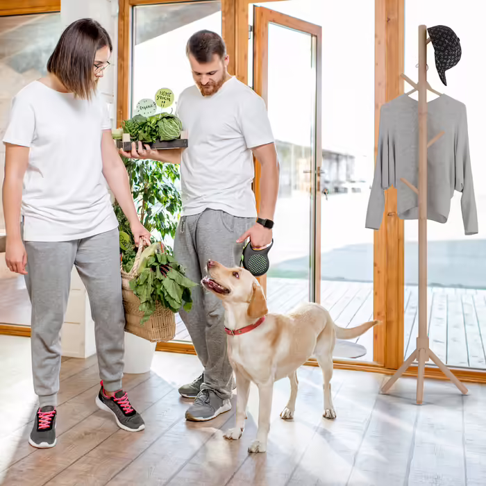Relaxdays Garderobenständer Buchenholz