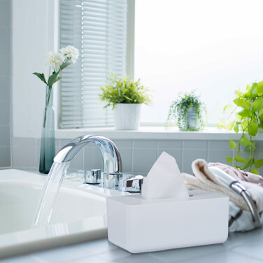 Relaxdays Tücherbox mit Bambusdeckel