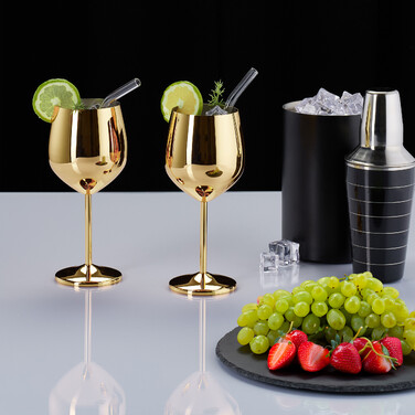 Relaxdays Weingläser Edelstahl 4er Set