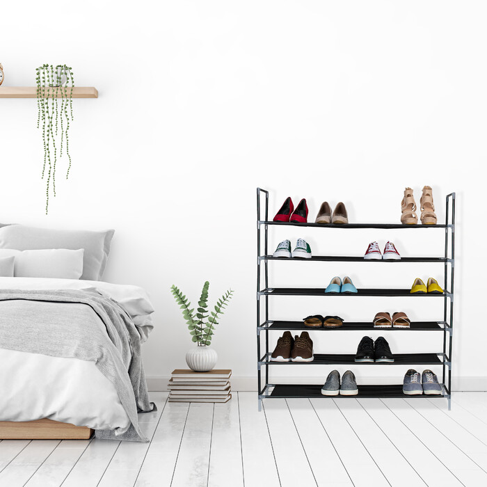 Relaxdays Schuhregal mit Stoffebenen 1 m