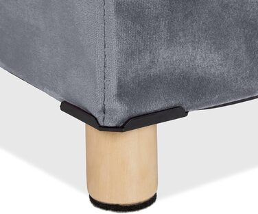 Relaxdays Samthocker mit Stauraum, Tablett, Holzbeine, eckig, HBT: 35x38x38 cm, Holz (Hellgrau)