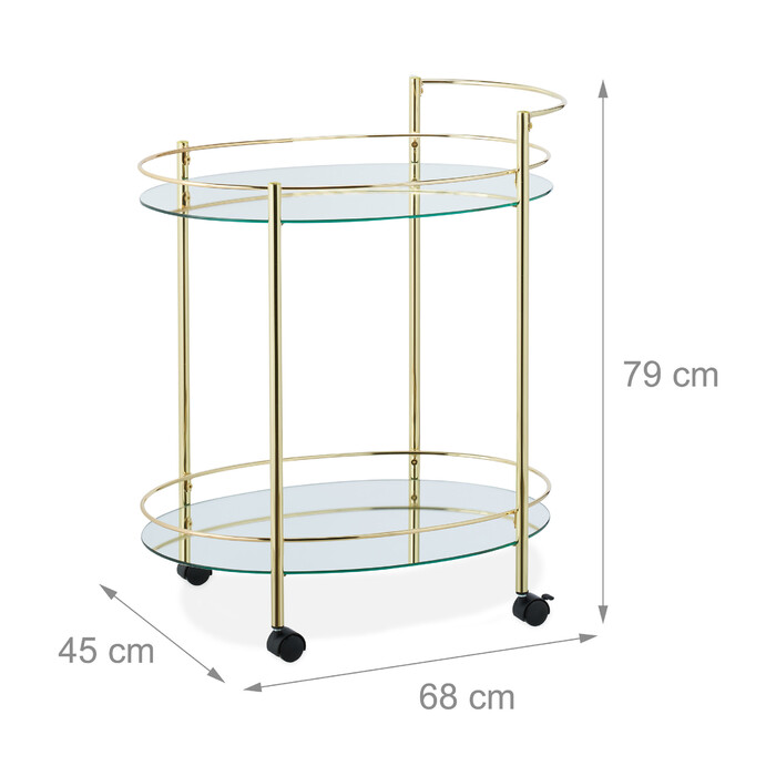 Relaxdays Ovaler Servierwagen in Gold