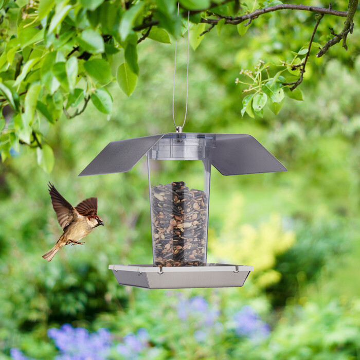Relaxdays Vogelfutterhaus aus Edelstahl