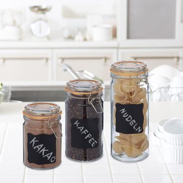 Relaxdays Vorratsgläser, 3er Set, 600-1200 ml, Bügelverschluss, transparent