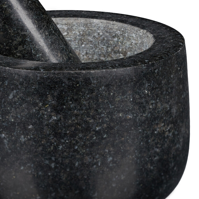 Relaxdays Granit Mörser mit Stößel 12 cm