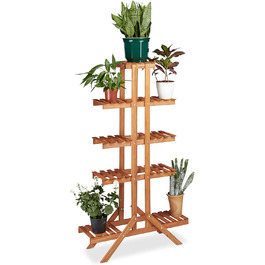 Relaxdays Blumentreppe 5 Ebenen, Holz, Blumenständer Innen, 142,5x83x28,5 cm, hellbraun