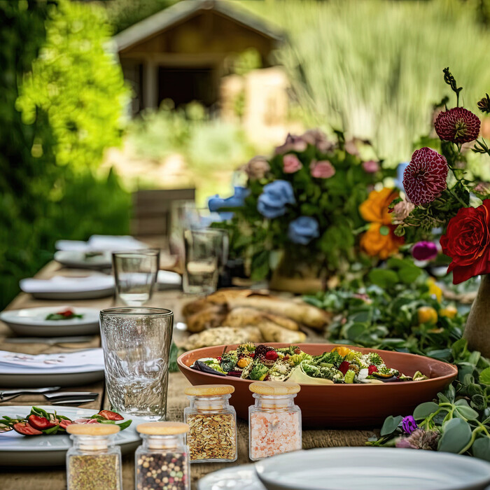 Relaxdays Gewürzgläser-Set mit Bambusdeckel