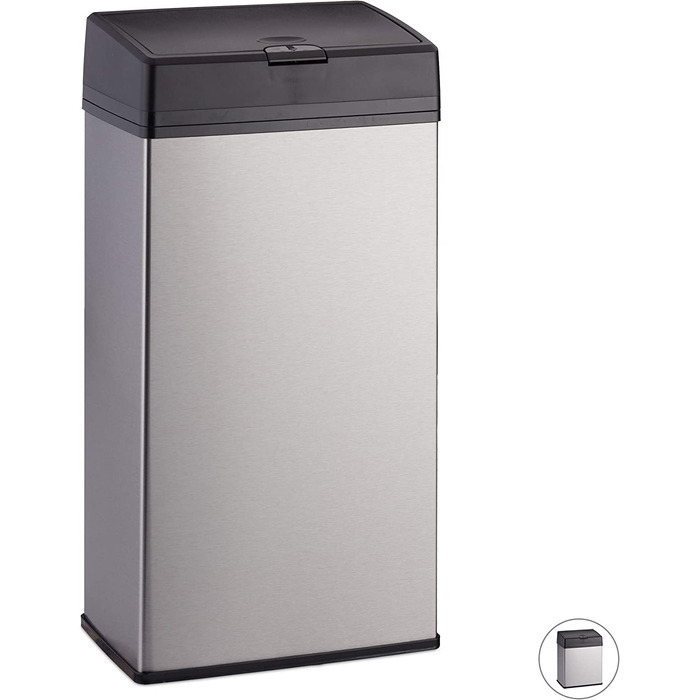 Relaxdays Kosmetikeimer Edelstahl, Mülleimer für Küche & Bad, leichtgängige Push-Funktion, Badmülleimer, 6 Liter, silber