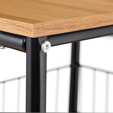 Relaxdays Servierwagen, 3 Ablagen & Körben, Industrial, Metall & MDF, 84x83x37 cm, weiß/braun, Design C
