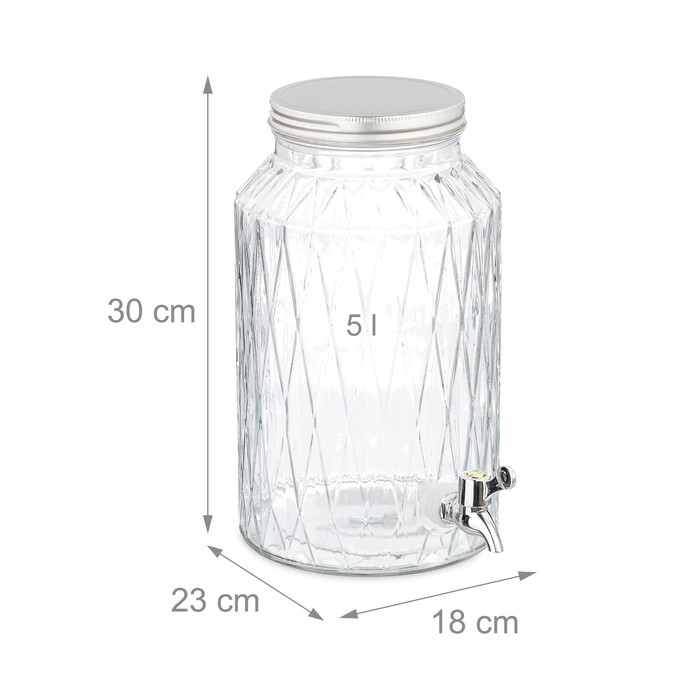 Relaxdays Getränkespender 5 Liter Rauten-Design