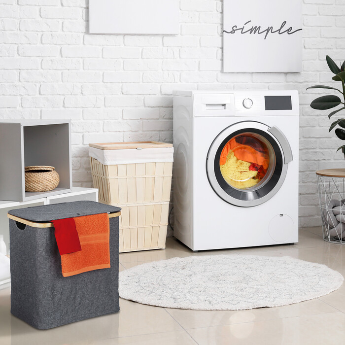 Relaxdays Wäschekorb mit Deckel 60 l
