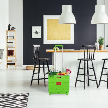 Relaxdays Einkaufstrolley, Klapptrolley, 35 kg, Faltbar, Rolltrolley (Grün)