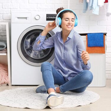 Relaxdays Wäschekorb Bambus, rechteckiger Wäschesortierer, 2 Fächer, mit Klappdeckel, platzsparend faltbar, 95 l, weiß