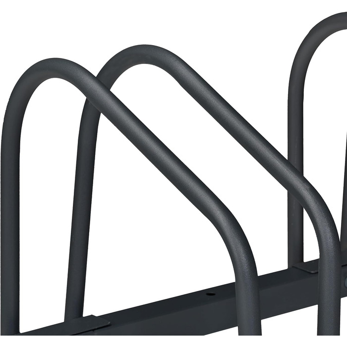 Relaxdays Fahrradständer, für 3 Fahrräder, Stahl Bodenparker, Reifenbreite 60mm, Abstellständer, Fahrradstand, anthrazit