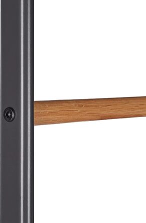 Relaxdays Handtuchleiter, Holz & Metall, 4 Sprossen, zum Anlehnen, 171x50x3 cm, anthrazit/Natur