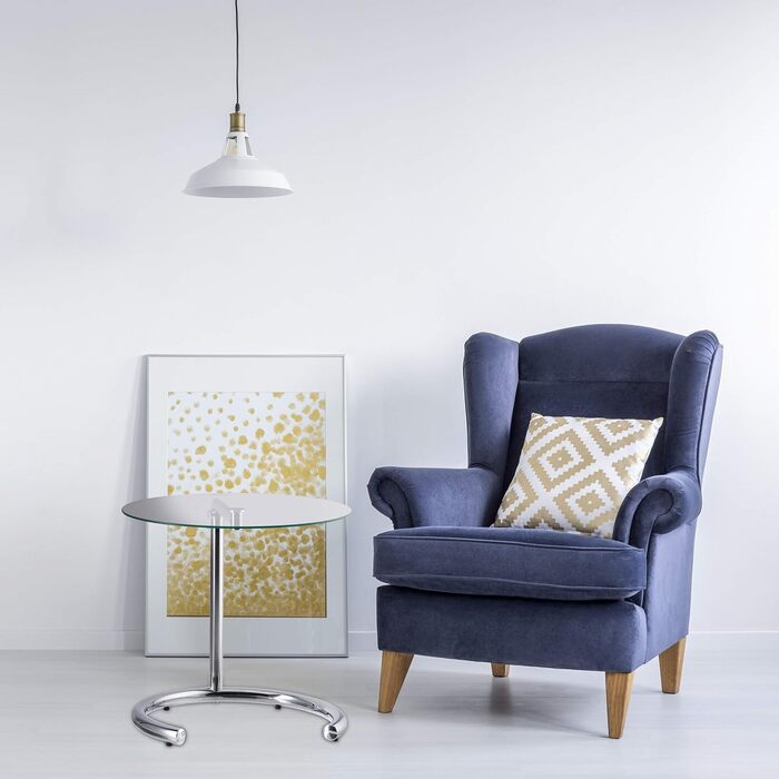 Relaxdays Glas u. Chrom, runder Beistelltisch f. Kaffee Tee, Ablage f. Garten HxBxT: 52 x 45 x 45 cm, silber Kaffeetisch Edge, Metall, 45 x 45 x 52 cm  (Bundle mit Kaffeetisch 46 cm Ø)