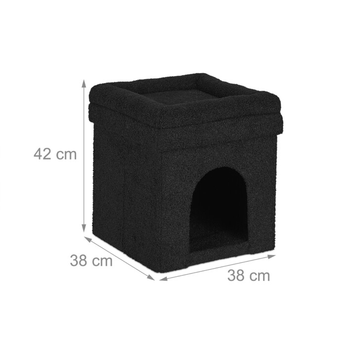 Relaxdays Schwarze Katzenhöhle mit Sitzauflage