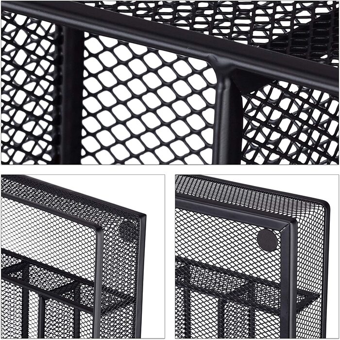Relaxdays Besteckkasten Metall, offen, Größe M, 5x23,5x31,7 cm, schmal, schwarz