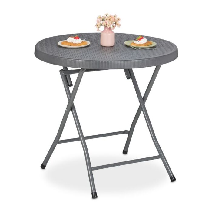 Relaxdays Klappbarer Gartentisch in Rattanoptik