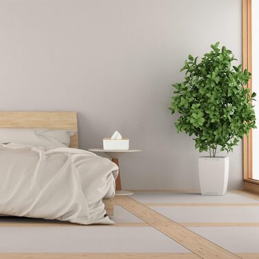 2 x Tücherbox mit Bambusdeckel, Bad, modernes Design, Kunststoff, 10x23x13 cm, weiß/Natur