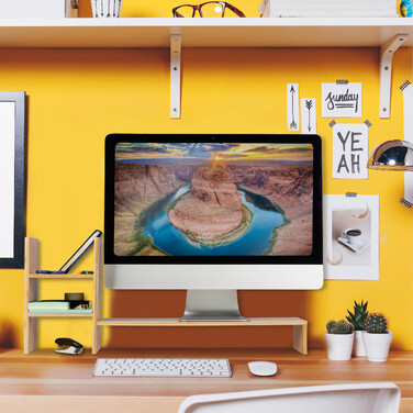 Relaxdays Bambus Monitorständer mit Fächern