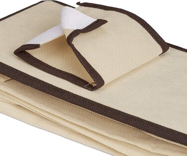 Relaxdays Hängeregal Stoff, 6 Fächer, 2 Schübe, für Kleiderschrank, HBT: 82x14,5x30 cm, Beige/Dunkelbraun