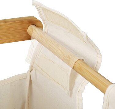 Relaxdays Wäschekorb Bambus, Wäschesortierer mit Ablage, 2 Schubladen, ausziehbar & tragbar, Wäschesammler 25 L, Natur, 1 Stück