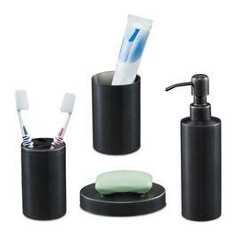 Relaxdays 4-tlg. Badezimmer Set in Anthrazit