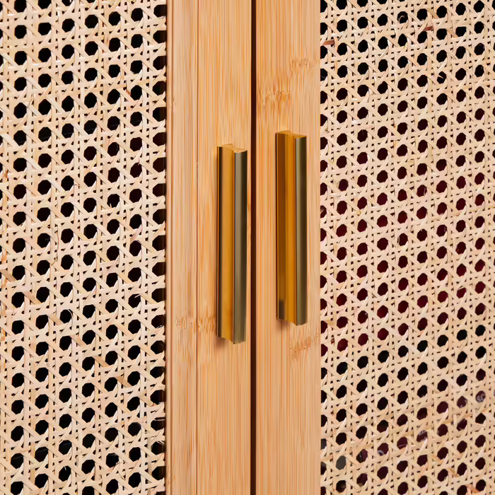 Relaxdays Sideboard mit 2 Rattan-Türen