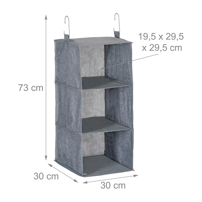 Relaxdays 2x Kleiderschrank Hängeregal 3 Fächer