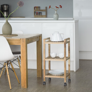 Relaxdays Badregal mit Rollen Holz