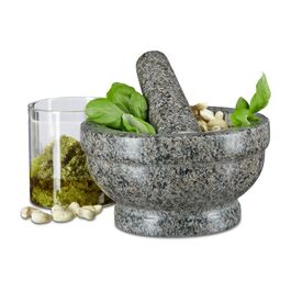 Relaxdays Granit Mörser mit Stößel 17 cm