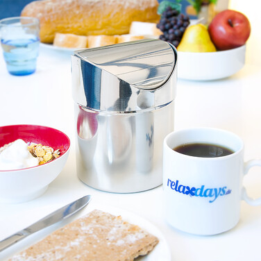 Relaxdays Edelstahl Tischabfallbehälter 1,2 Liter
