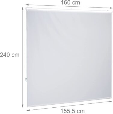 Relaxdays Duschrollo,  Seilzugrollo für Dusche & Badewanne, Decke & Fenster, Badrollo wasserabweisend, weiß, PVC, Aluminium, Kunststoff (160x240 cm)