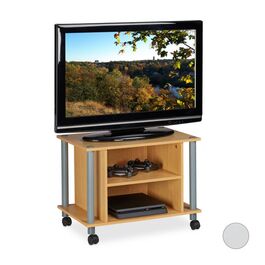 Relaxdays TV Tisch mit Rollen und 2 Fächern