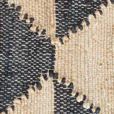 Relaxdays Läufer, Zick-Zack Muster, 70 x 140 cm, Baumwolle und Jute, rutschhemmend, handgewebt, Teppich, schwarz/beige