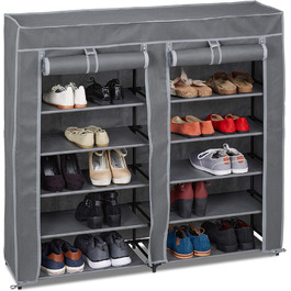 Relaxdays Schuhschrank, 12 Fächer, 36 Paar Schuhe, abnehmbarer Bezug, HBT 107x115x30 cm